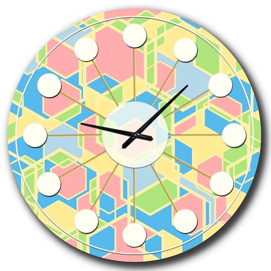 Designart Geometrical Pastel Abstract II Mid-Century Modern Wall Clock